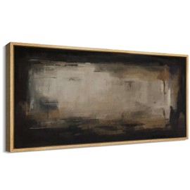 SIGNFORD Extra Large Framed Canvas Print Wall Art Abstract Neutral in Black and Taupe Illustrations Modern Art Calm Warm for Living Room, Bedroom, Office - 60"x30"