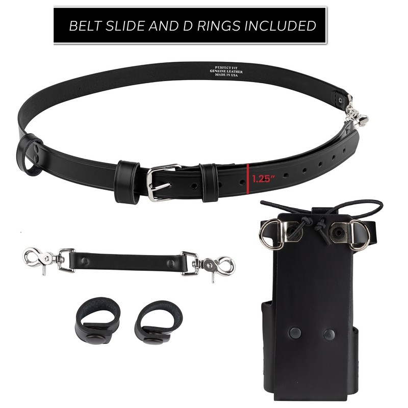 Perfect Fit firefighter radio strap and holder leather Bundle Set