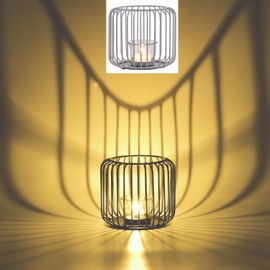 Marrakesch Skandinavische Deko Windlichter Metall Draht & Glas 14cm groß grau | Windlicht Teelichthalter Cibolo als Gartendeko & Wohnzimmer Tisch Deko | Exquisite Kerzenständer für Teelichter