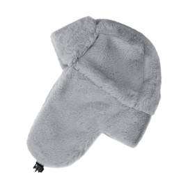 Voilipex Womens Faux Fur Fuzzy Trapper Hat Winter Ear Flap Trooper Aviator Hat Hunting Hat Cap, A Grey