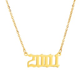 AFSTALR Birth Year Necklace Women Birthday Gifts Charm Friendship Jewellry for Girls Birthday Year Number 2001 Gold