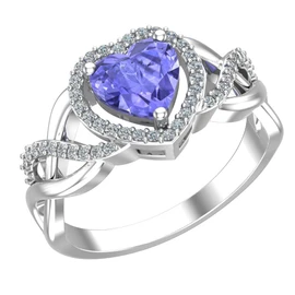 Belinda Jewelz - Anillo de plata de ley 925 con circonita cúbica en forma de corazón para mujer Verde