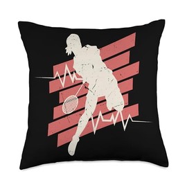 Shuttlecock Badminton Sets for Backyards Badminton Heartbeat Shuttlebock Player Badminton Girls Women Throw Pillow, 18x18, Multicolor