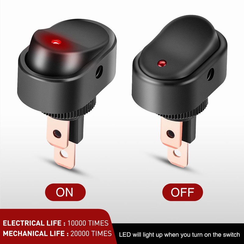 Nilight 5PCS LED Lighted Rocker Switch 12V Illuminated ON Off