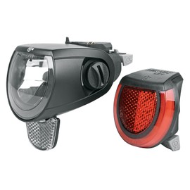 MonkeyLink SkyeLight 80 Lux Connect Lighting Set for Bicycle, Bicycle Accessories, Innovative Magnetic Holder, Rear Light with Brake Light, Angle Adjustable Front Headlight, StVZO Approval, Black