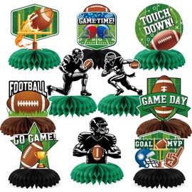10 PCS Football Party Decorations Honeycomb Centerpieces, Honeycomb Centerpieces for Superbowl Sports Theme Supplies Table Decorations. (Football)