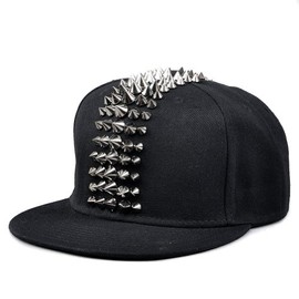 LOCOMO Black Hedgehog Middle Stripe Rivet Stud Spike Spiky Snapback FFH096SIL