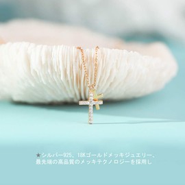 K.L.Y Women's Necklace, Popular, Crucifix 2 Rows, Zirconia CZ, 925 Silver, Hypoallergenic, Necklace, Accessories, Birthday Gift, Women's Jewelry, Cubic Zirconia