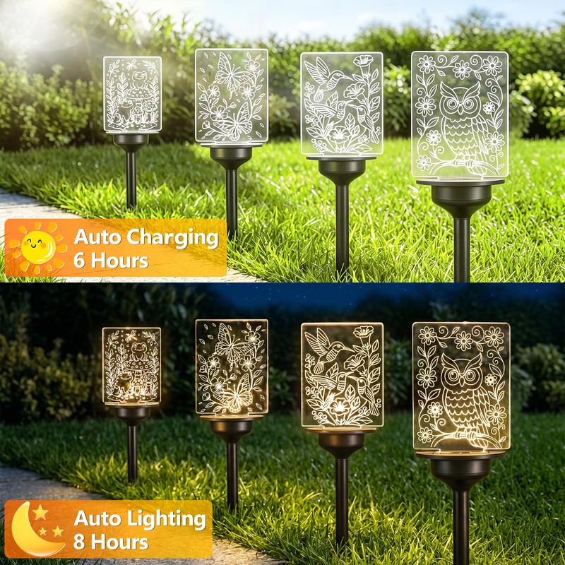 ODEETRONIC Solar Garden Lights, 4 Pack Solar Pathway Lights with