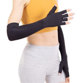 BraceAbility Compression Arthritis Gloves - Fingerless Copper Hand Support for Rheumatoid or Psoriatic Arthritis, Carpal Tunnel, Osteoarthritis, Swelling, Gout and Raynaud's Pain (XL - Pack of 2)