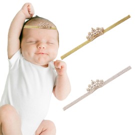 NUOSYI 2PCS Baby Girls Crown Headbands Rhinestone Tiara Elastic Hair Accessories For Infants Newborn Toddler Kids Photo Props Gifts