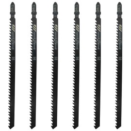 Gentpovth 6 x T744D Professional Jigsaw Blade Set with Plastic Box, T-Shank Single Cam Shank Jigsaw Blade, Saw Blades Jigsaw Accessories, Ideal for Cutting Wood, Panels, Plastics, PVC