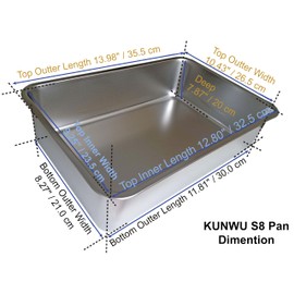 KUNWU Stainless Steel 18"x14"x8" Cat Litter Box, Corrosion Resistant Easy Clean No Residue Build Up Never Absorbs Odor Durable Pan (M (18"x14"), 8" Deep)