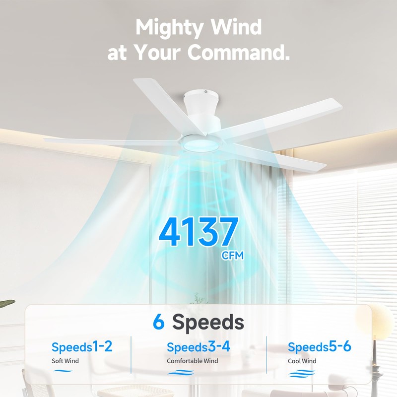ocioc 52 Inch Ceiling Fans with Lights, Large Air Volume