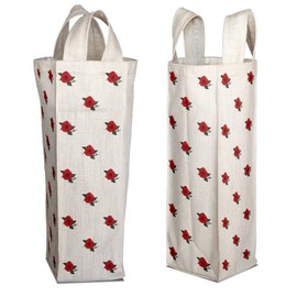 Le Jardin du Lin Digital Bedruckte Leinwandtuch-Weintragetaschen, Tragetasche für Weinflasche, 1 Stück, Größe: 16,5 x 31,5 x 7,5 cm