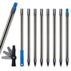 10 Ft Extension Pole +Joint Angle Adaptor, Paint Roller Stainless-Steel Threaded Splicing Extension Poles for Hand Drywall Sander Wall Cleaning and Polishing Paint Roller Brushes (10 Feet)