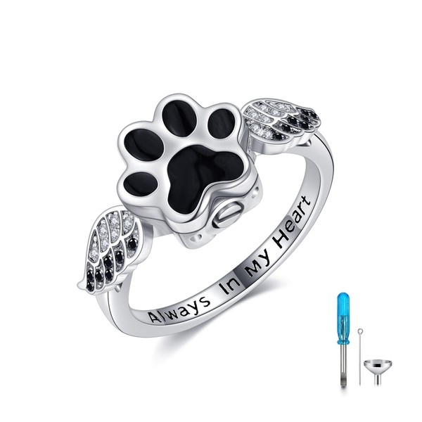 AXOMY Pet Urn Ring for Ashes 925 Sterling Silver Dog