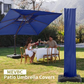 MEVBC Patio Umbrella Cover, Water Resistant Replacement Covers with Zipper and Rod Fit 9-13 Ft Outdoor Cantilever Umbrellas, Navy