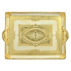 Vintage Florentine Wood Vanity Tray with Handles, 15.5" x 10" & 20.5" x 14.5", Gold Tray for Vintage Home Decor, Shabby Chic Decor, Perfume Platter, Gifts for Women, Made in Italy (Cappuccino, Large)