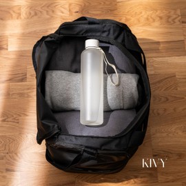KIVY Slim Water Bottle 32oz [Lightweight & Shatterproof] Fits Cupholder & Backpack - Dishwasher safe water bottle no straw - Cute aesthetic water bottles screw top - Bpa free, Gold, White water bottle