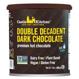 Castle Kitchen Double Dutch Dark Chocolate Premium Hot Cocoa Mix - Dairy-Free, Vegan, Plant Based, Gluten-Free, Non-GMO Project Verified, Kosher - Just Add Water - 14 oz