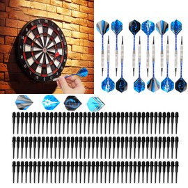Keenso Juego de Dardos Suaves de Seguridad, 12 uds. De Dardos, 16 uds, ala de dardo, 120 uds, Punta de dardo de plástico, Varilla de dardo de aleación de Aluminio para niños, Oficina