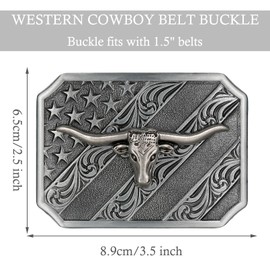 Western Cowboy Belt Buckle for Men,Texas Vintage Rodeo Longhorn Bull Belt Buckle Cowgirl Costume Accessories for Men Women Gifts
