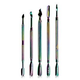 KADS Cuticle Pusher Remover with Symphony Nipper Rainbow Stainless Steel Manicure Nail Art Tool Set