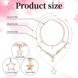 Mikovivi 2pcs Y2K Star Necklace for Women, Gold & Silver Stack Star Necklace with Grunge Chain Aesthetic Vintage Cute Gothic Emo Jewelry Set