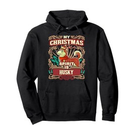Husky My Christmas Spirit Dog Santa Claus Elf Reindeer Pullover Hoodie
