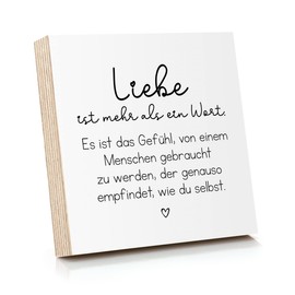 ARTFAVES® Wooden Picture with Saying "Liebe ist mehr als ein Wort" | Decorative Gift on the Theme of Love/Friendship/Family/Size: 14.8 x 14.8 cm