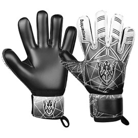 Keeperking Unisex Goalkeeper Football Gloves for Adults, Children, Teenagers with and without Finger Protection, Removable Fingersave, 4 mm (6, Black)