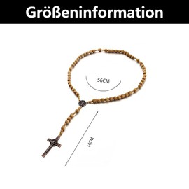 YUGUOLAN Rosary Necklace, Jesus Cross Necklace, Rosary Catholic, Jesus Necklace, Jesus Cross, Prayer Chain, Rosary Necklace, for Catholic Christians, Religious Communion, Fair, Bible (Light Brown),