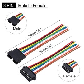 sourcing map Male to Female 8Pin Breadboard Jumper Wire 2.54mm Pitch Ribbon Cable 20cm Long Electronics Breadboard Ribbon Cables for Breadboard Electronic Projects Pack of 10