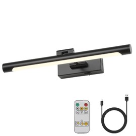 Joosenhouse Picture Light Battery Operated 16.53" Inch Wireless Lights for Wall Dimmable and Timer Off Adjustable Swing Arm Rechargeable Spotlight Black Art Light 3000k