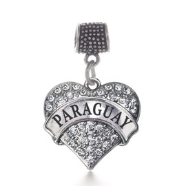 Inspired Silver - Paraguay - Silver Memory Charm for Women - Pave Heart Charm Jewelry Gift with Cubic Zirconia - Women's Charm for Bracelets