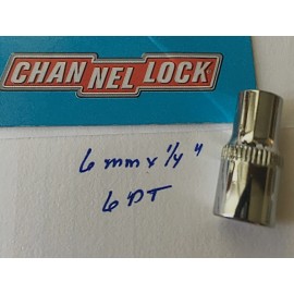 CHANNELLOCK  6 mm  x 1/4" DR  METRIC  SOCKET  6 Point Free USA  Shipping
