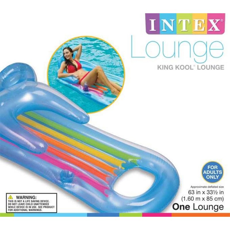 Intex King Kool Lounge Inflatable Swimming Pool Lounger with Headrest