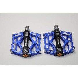 Shiney Bicycle Pedals, CNC Aluminium Road Mountain Bike Bearing Pedals with Super Light Stable Plate with Non-Slip Pedal, Trekking Pedals (One Pair) for Mountain Bike, Road Bike, City Bike (Blue)