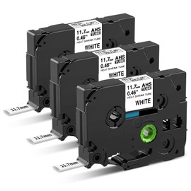 Oozmas HSe-231 Compatible with 11.7 mm HSe231 HS-231 Heat Shrink Tubes Black on White Label Tape for PT H500 E300VP E500 E550WVP P750WVP P700 E300, Pack of 3