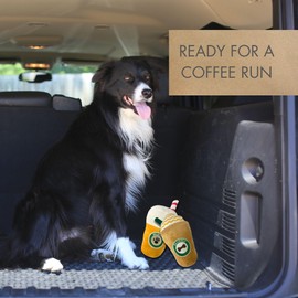 BEARPAW Squeaky Toys for Dogs - Coffee Dog Toy - Puppy Comfort and Cuddle Buddy 2 Pack