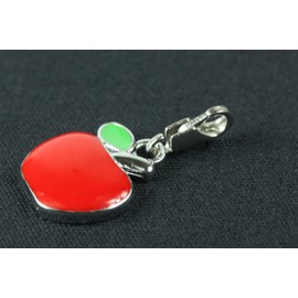 Miniblings Apple Apples Fruit Charm Zipper Pull Metal Enamelled Red – Handmade Fashion Jewellery I Silver-Plated Pendant Charm Bracelet – Pendant for Bracelet, Metal, No Gemstone