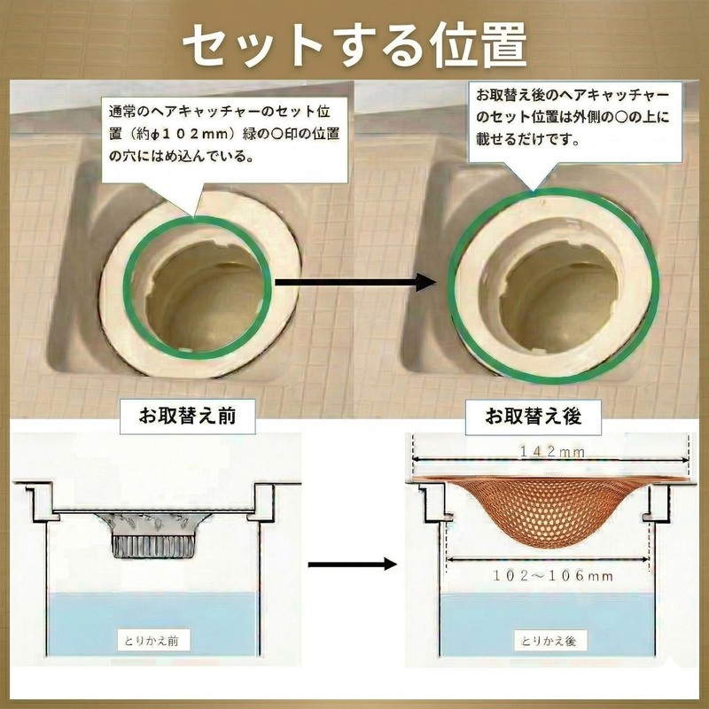LuLuPaL Pure Copper Hair Catcher for Unit Baths, Drain Opening,