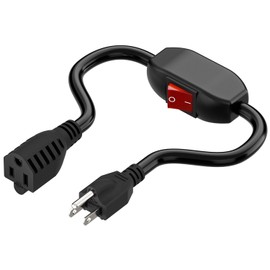Power Extension Cord with on Off Switch 3-Prong 3 Outlet Household Switchable Power Cord, Heavy Duty 23A 125V,16A 250V Switch Extension Cord, 40CM,AC0034