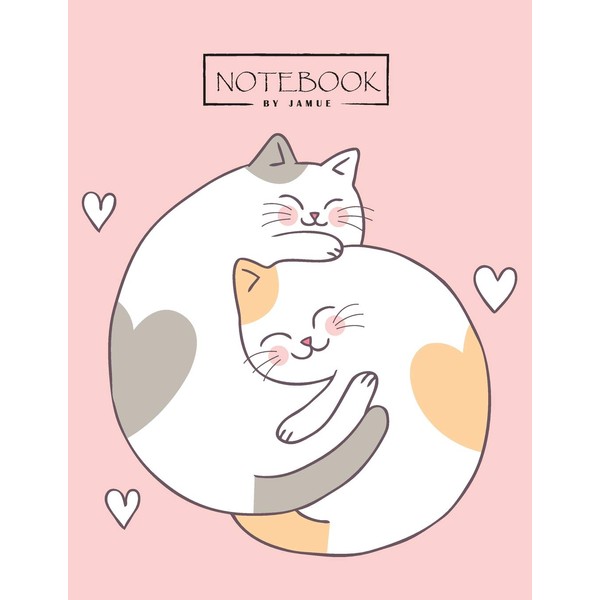 Notebook: Cat in Love pink cover and Lined pages, Extra