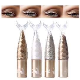 Sparkle Liquid Eyeliner & Eyeshadow Set - Diamond Mermaid Waterproof formula, 4 sparkling colors, quick drying, lasting beauty makeup for women