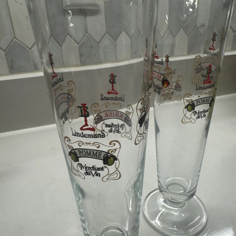 Lindemans Lambic Fluted Gold Rim Fruit Glass w Framboise Peche