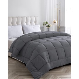 Cozynight Down Alternative Comforter-All Season California King Comforters Duvet Insert with Corner Tabs-Breathable-Diamond Stitched Reversible Gray Comforter 102x96 inches