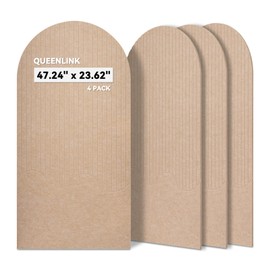 QUEENLINK 4 Pack Soundproof Wall Panels, 47.24'' x 23.62'' Arch-shaped Panels, Adhesive Acoustic Panels for Interior Wall Decor, Sound Absorbing Panels for Recording Studio, Home, Office(Beige)