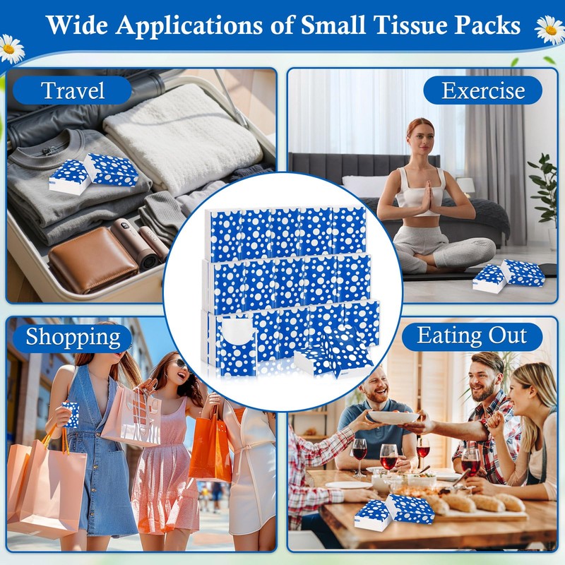 25 Pack Pocket Tissues Travel Packs 250 Sheets Travel Size